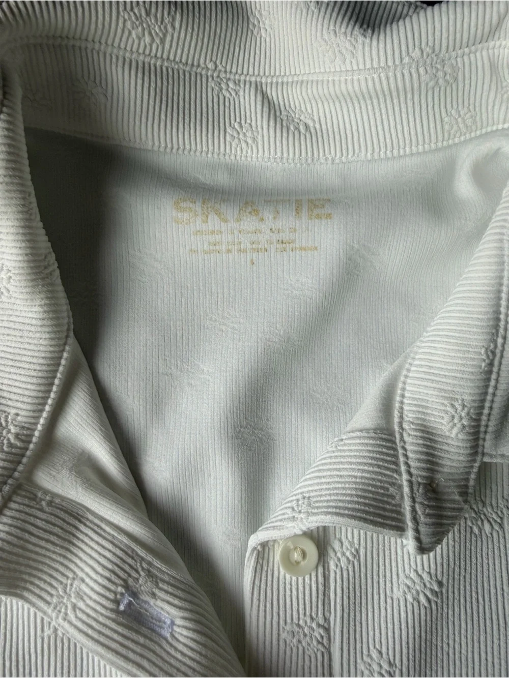 Skatie White Short-Sleeve Button Front Swim Coverup